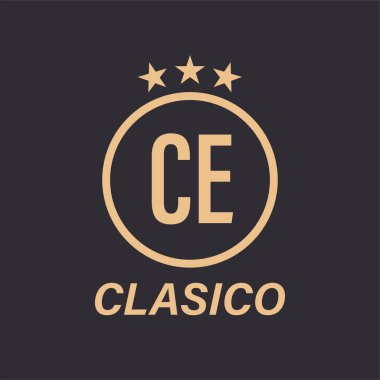 Yıldız Simgesi ile CE Mektup Logosu Tasarımı. Çember ve Yıldızı olan Klasik Logo Kavramı