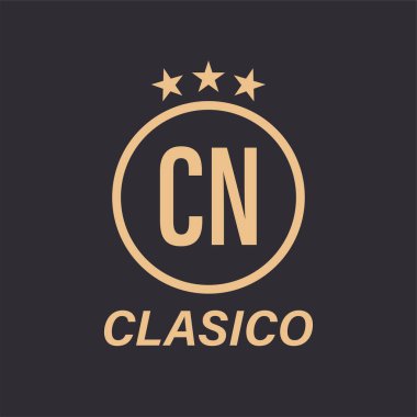 Yıldız Simgesi ile CN Harf Logosu Tasarımı. Çember ve Yıldızı olan Klasik Logo Kavramı