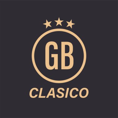 Yıldız Simgesi ile GB Harf Logosu Tasarımı. Çember ve Yıldızı olan Klasik Logo Kavramı