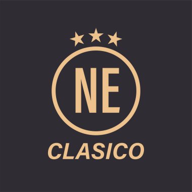 Yıldız Simgesi ile NE Harf Logosu Tasarımı. Çember ve Yıldızı olan Klasik Logo Kavramı