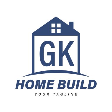 Ev Simgeleri, Modern Konut veya İnşaat Logosu Konseptleri ile GK Harf Logosu Tasarımı