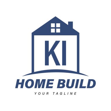 Ev Simgeleri, Modern Konut veya İnşaat Logosu Tasarımı KI Letter Logosu