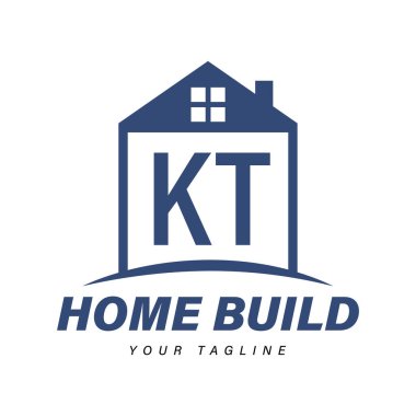 KT Letter Logo Tasarımı Ev Simgeleri, Modern Konut veya İnşaat Logosu Kavramları
