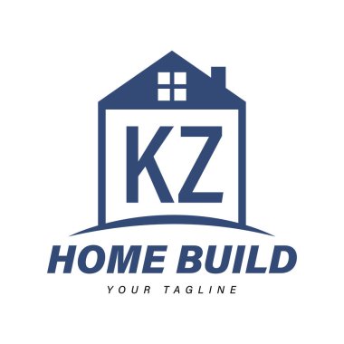 Ev Simgeleri, Modern Konut veya İnşaat Logosu Konseptleri ile KZ Harf Logosu Tasarımı