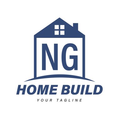 NG Harf Logosu Tasarımı Ev Simgeleri, Modern Konut veya İnşaat Logosu Kavramları