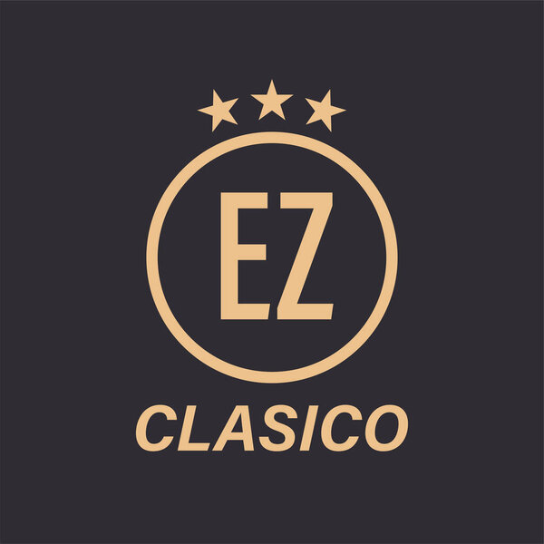 EZ Letter Logo Design with Star Icon. Classic Logo Concept with Circle and Star