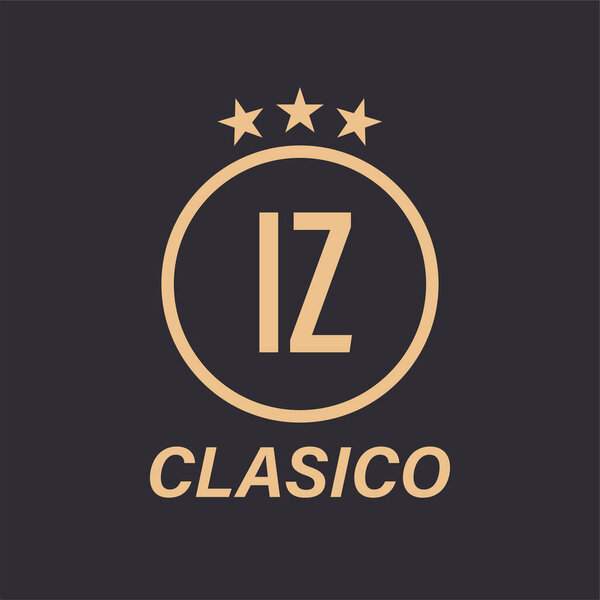 IZ Letter Logo Design with Star Icon. Classic Logo Concept with Circle and Star