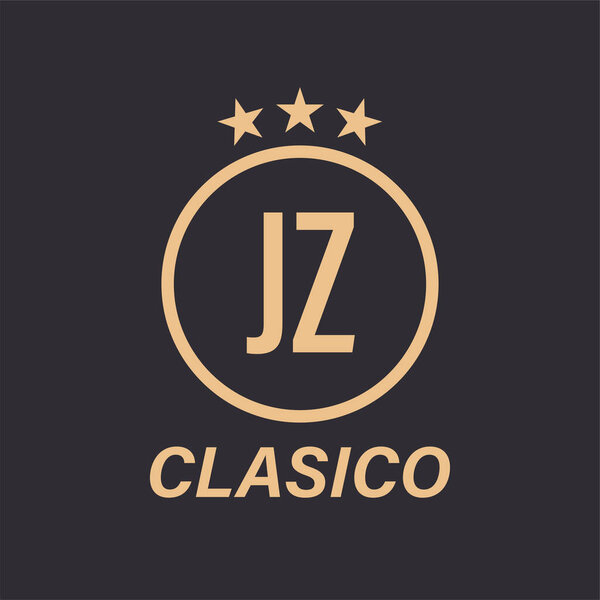 JZ Letter Logo Design with Star Icon. Classic Logo Concept with Circle and Star