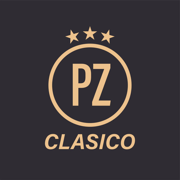PZ Letter Logo Design with Star Icon. Classic Logo Concept with Circle and Star