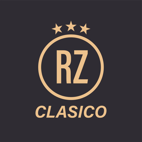 RZ Letter Logo Design with Star Icon. Classic Logo Concept with Circle and Star