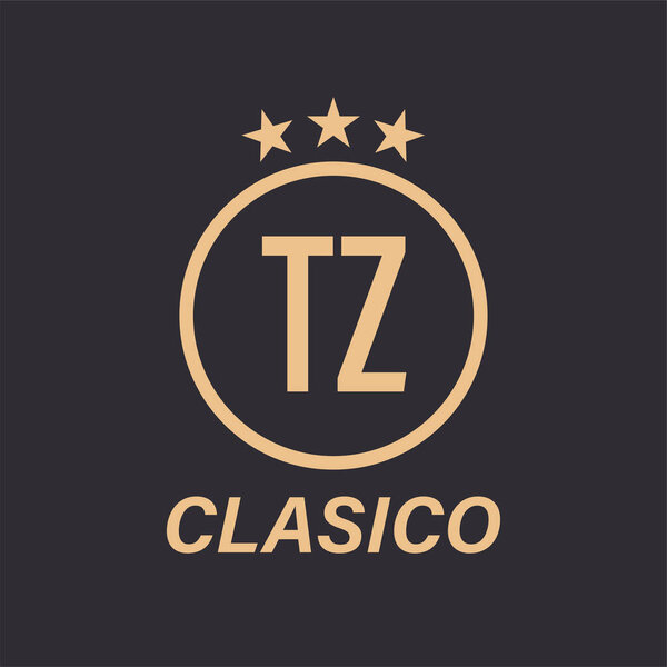 TZ Letter Logo Design with Star Icon. Classic Logo Concept with Circle and Star