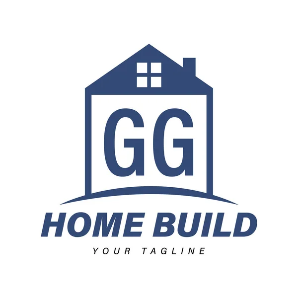 带有家庭图标 现代住房或建筑标识概念的Gg字母标识设计 — 图库矢量图片