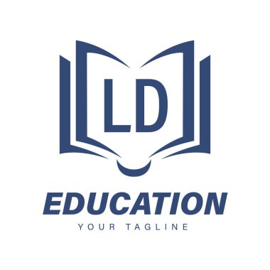 LD Harf Logosu Tasarımı Kitap Simgeleri, Modern Eğitim Logosu Kavramı