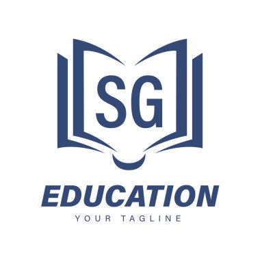 SG Letter Logo Tasarımı Kitap Simgeleri, Modern Eğitim Logosu Konsepti