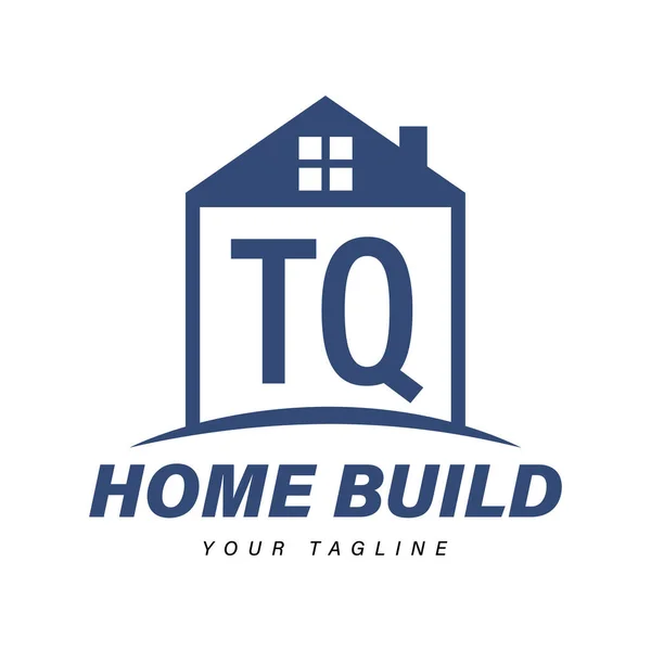 带有家庭图标 现代住房或建筑标识概念的Tq字母标识设计 — 图库矢量图片