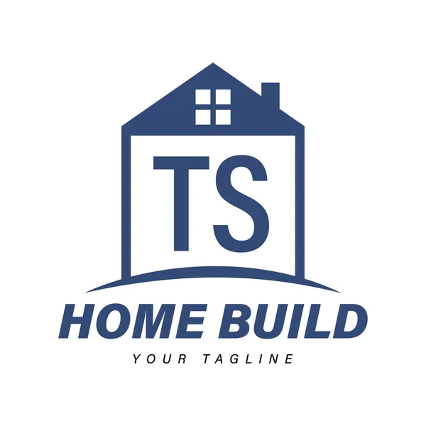 ホームアイコン モダンな住宅や建物のロゴのコンセプトを持つTs文字のロゴデザイン — ストックベクタ