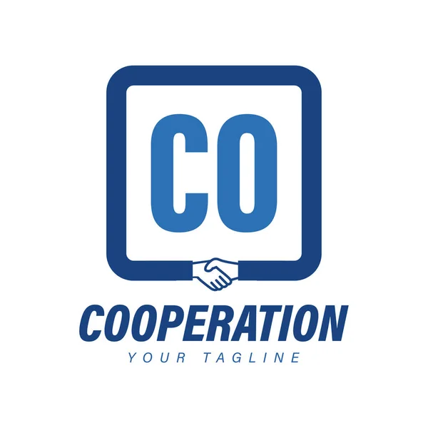 Projektowanie Logo Pisma Ikoną Uścisku Dłoni Nowoczesna Koncepcja Logo Współpracy — Wektor stockowy
