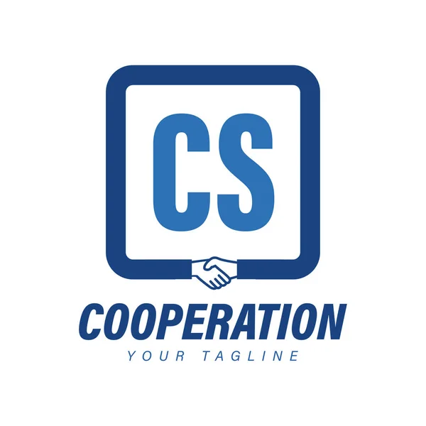 Projekt Logo Listu Ikoną Uścisku Dłoni Nowoczesna Koncepcja Logo Współpracy — Wektor stockowy