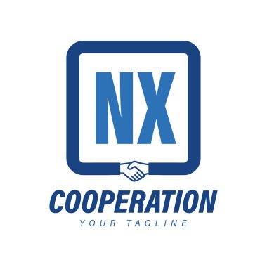 NX Harf Logosu Tasarımı El sıkışma Simgesi, Modern İşbirliği Logosu Konsepti