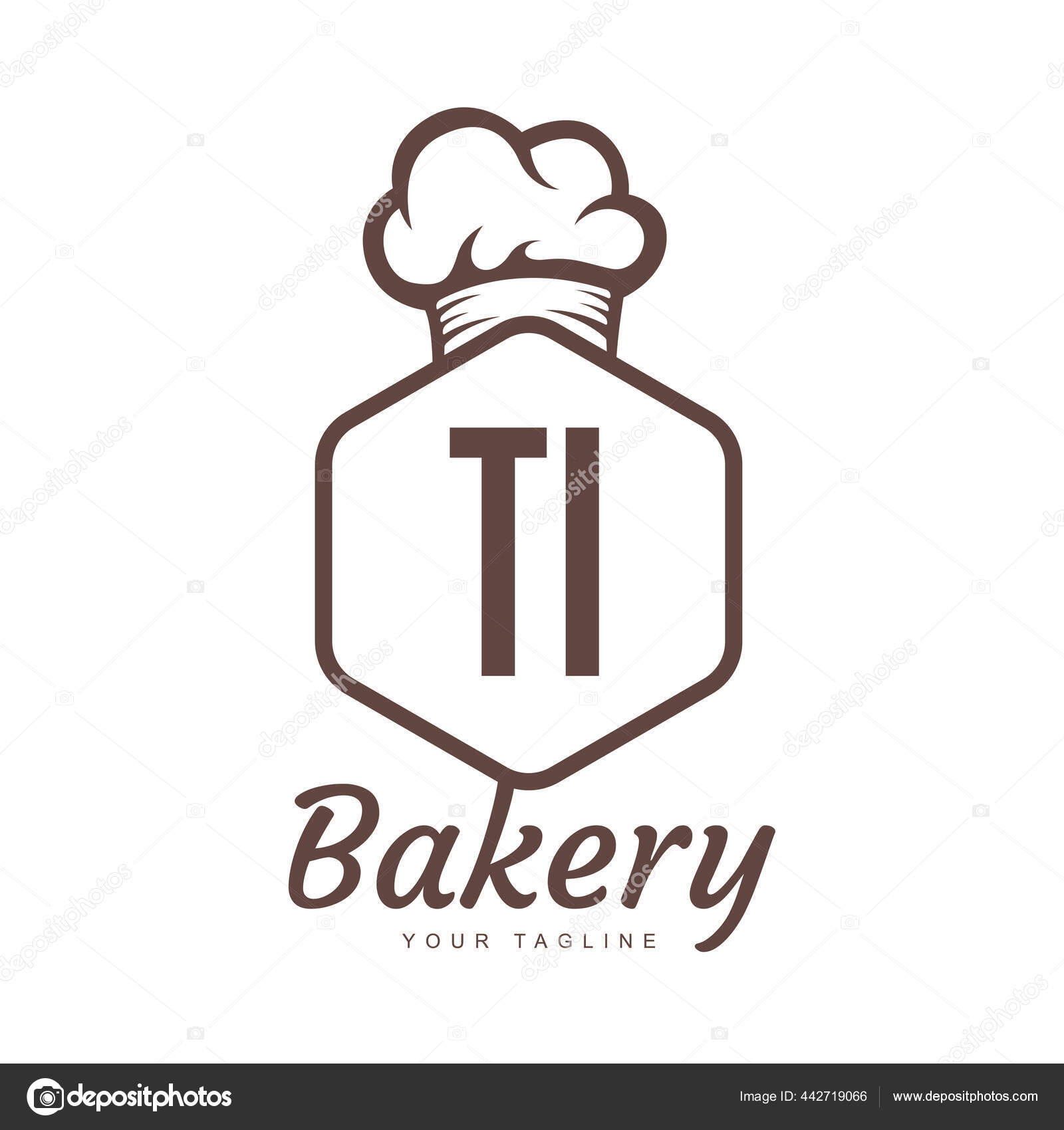 带有厨师图标的Ti字母标识设计面包店标识概念图库矢量图©emcrea 442719066, image size:1600x1700