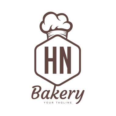 HN Harf Logosu Tasarımı Şef Simgesi, Fırın Logosu Konsepti