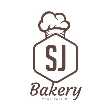 SJ Mektup Logosu Tasarımı Şef Simgesi, Pastane Logosu Konsepti