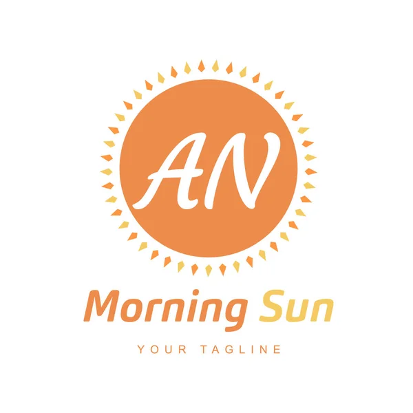Een Letter Logo Design Met Sun Icon Morning Sunlight Logo — Stockvector