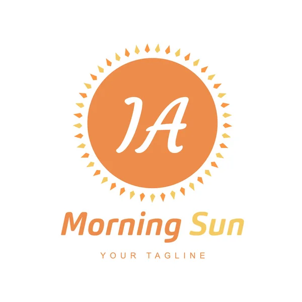 带有Sun图标的Ia字母标志设计 晨光标志概念 — 图库矢量图片