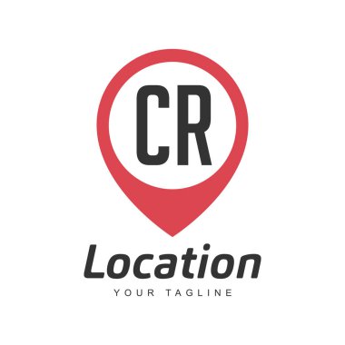 Konum Simgesi Simgesi, Konum Konumu veya Seyahat Logosu Konumu ile CR Harf Logosu Tasarımı
