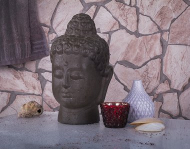 Buddha ve kaba taş backg spa için oryantal tarzda kümesi