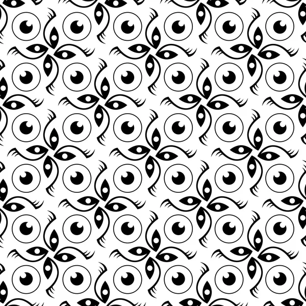 抽象的な目シームレスな黒と白のパターン — ストックベクタ