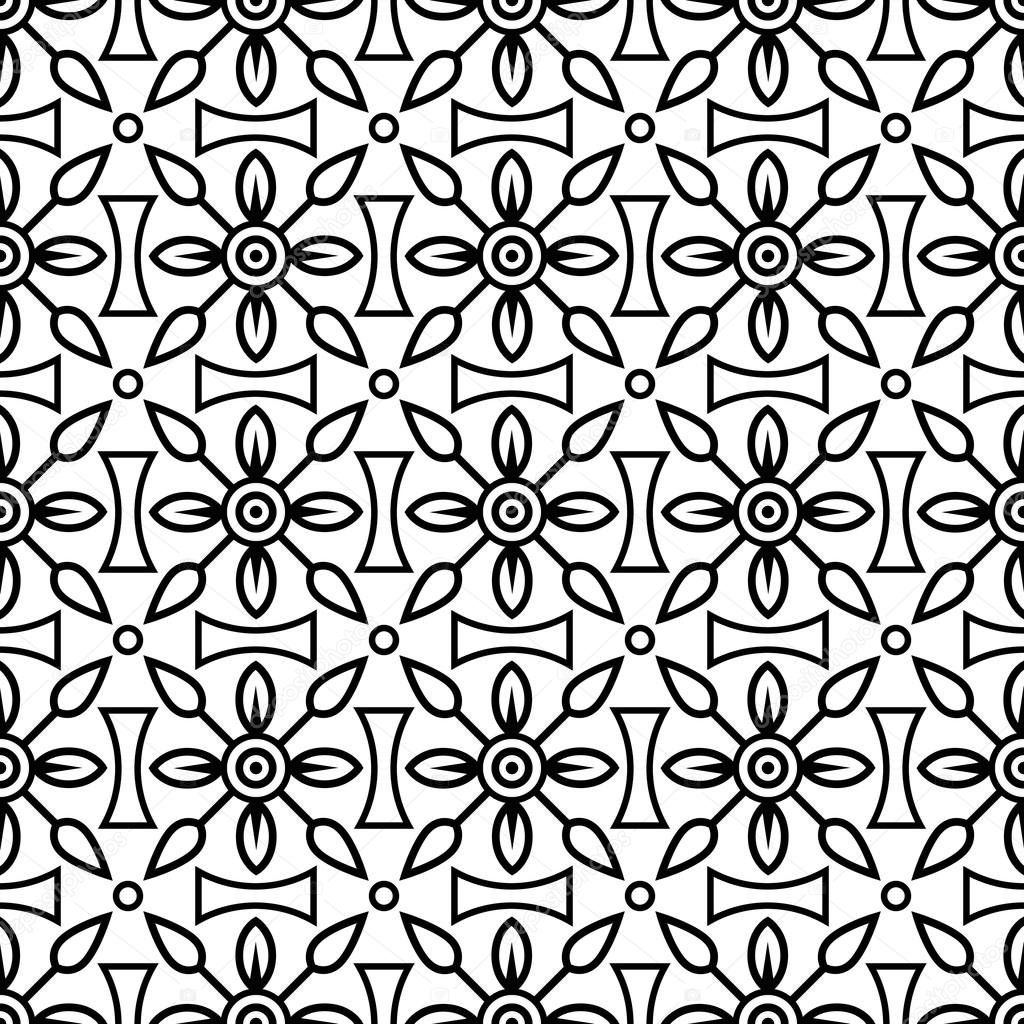 Black and white seamless floral pattern design