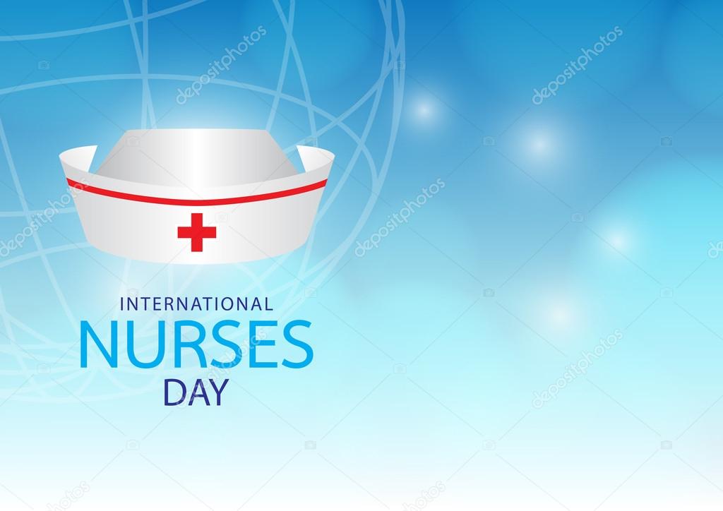 International nurse day:  concept with nurse cap on blue background.