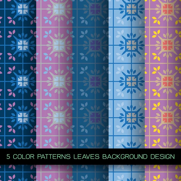 5 patrones de color hojas de diseño de fondo — Archivo Imágenes Vectoriales