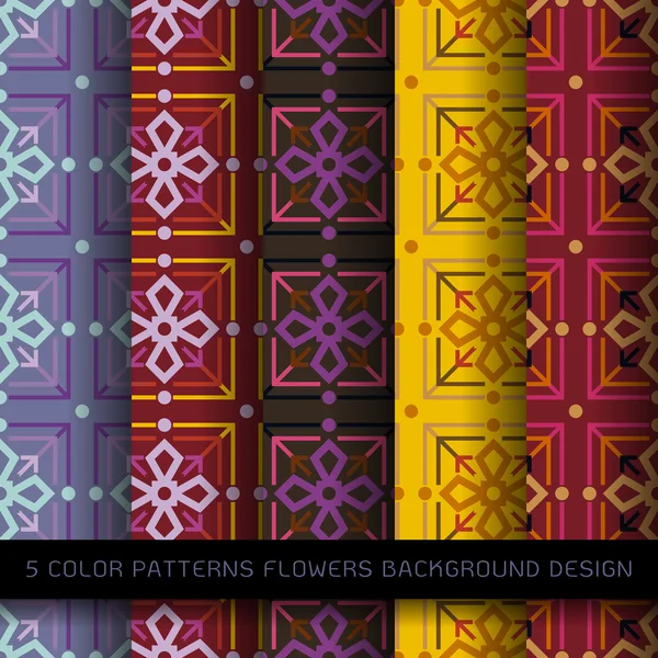 Σύνολο 5 χρώματα στο φόντο. διανυσματική ταπετσαρία άνευ ραφής λουλούδι μοτίβο — Διανυσματικό Αρχείο