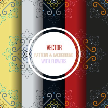 Desen ve arka planını çiçekler, çiçek renk 5 desen ve ba