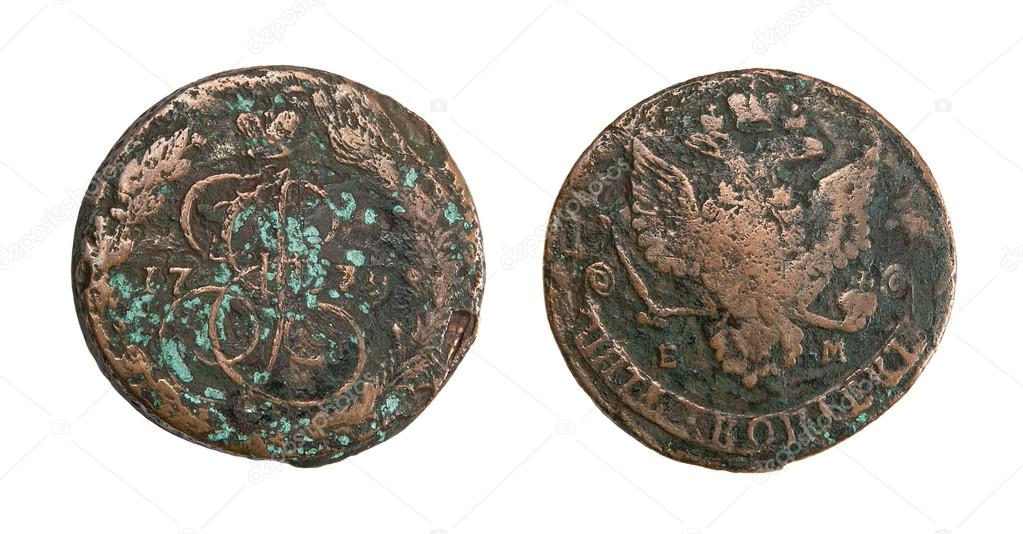 Old copper Russian coin