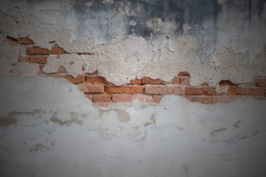 Çatlak, eski tuğla duvar arka planı