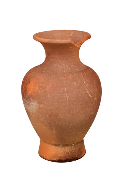 Thai Earthenware Antikes Gefäß Isoliert Von Weißem Hintergrund — Stockfoto