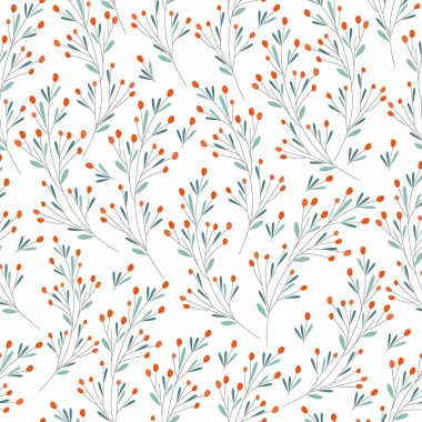 Beyaz arka planda deniz dikenli dalların kusursuz deseni. Tekstil, duvar kağıdı, ambalaj kağıdı basmak için. Orijinal Noel baskısı. Vektör illüstrasyonu.