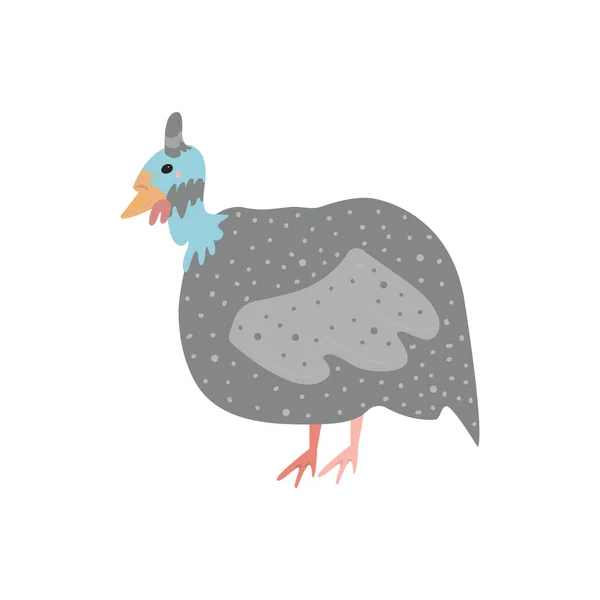 Image Isolée Une Pintade Sur Fond Blanc Oiseau Stylisé Jolie — Image vectorielle