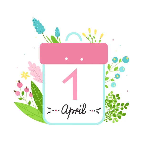 Principios Mes Abril Concepto Calendario Ilustración Vector Para Diseño Blogs — Vector de stock