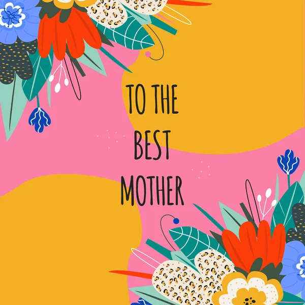 Tarjeta Abstracta Brillante Para Día Madre Inscripción Felicitación Mejor Madre — Vector de stock