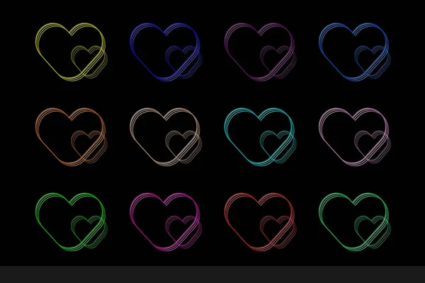 Kleurrijke Harten Sticker Ontwerp Voor Valentijnsdag Prachtige Grafische Collectie Voor — Stockfoto
