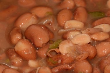 Mexican cowboy beans or frijoles charros close up, traditional food clipart