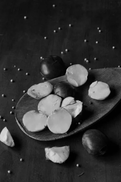 Photo Jengkol Pepper Wooden Table Photo Has Traditional Theme — ストック写真