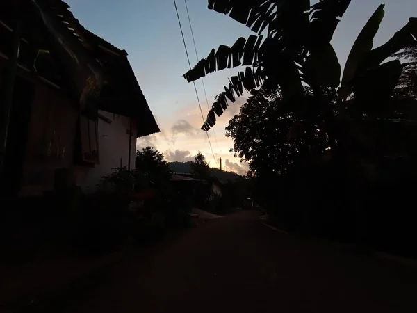 Foto Van Zonsondergang Een Dorp Foto Van Natuur — Stockfoto