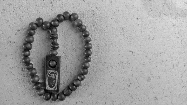 Small Prayer Beads Wooden Background — Stock Photo, Image