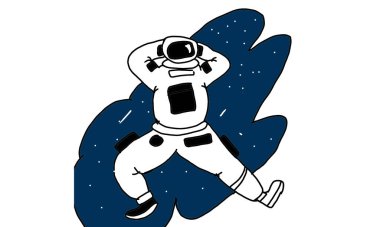 Uzayda astronot karakterli vektör tasarımı