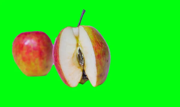 Φωτογραφία Ενός Μήλου Ένα Πράσινο Φόντο Οθόνη Που Είναι Εύκολο — Φωτογραφία Αρχείου